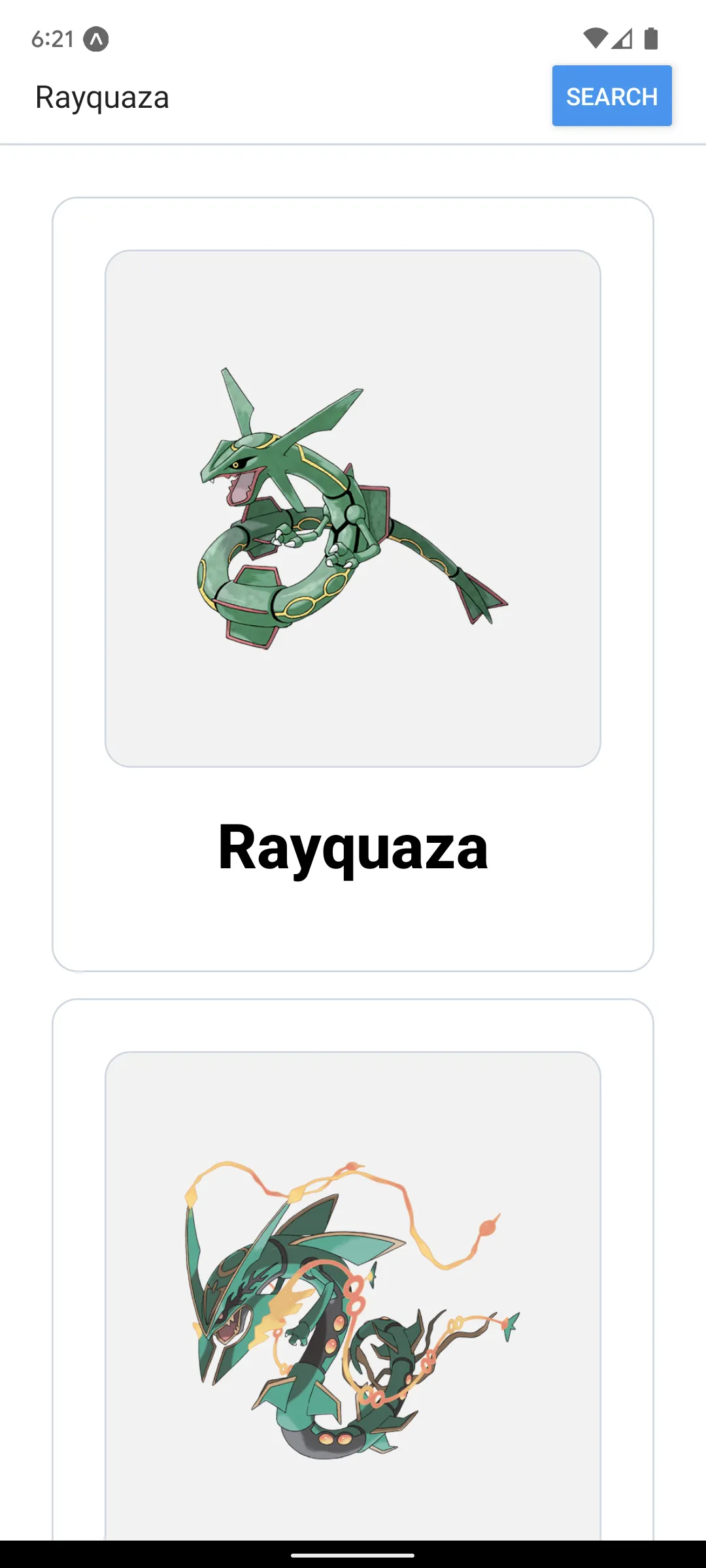 Searching up Rayquaza to demonstrate search
functionality
